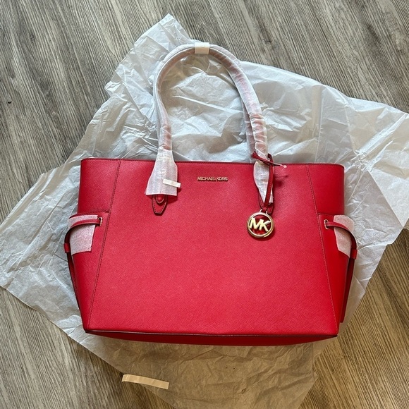 Michael Kors Red Tote with Gold Hardware and Structured Leather - Picture 2 of 11